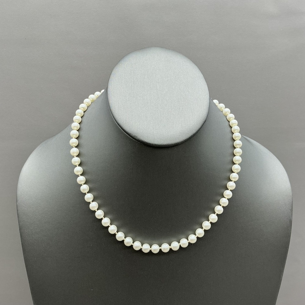 Vintage Napier Necklace White Faux Pearl Beaded Gold Tone Filigree Clasp Womens